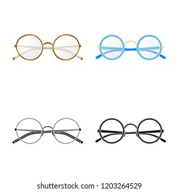 Isolated object of glasses and frame icon. Set of glasses and accessory stock vector illustration.