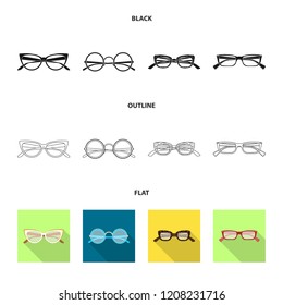 Isolated object of glasses and frame icon. Set of glasses and accessory stock symbol for web.