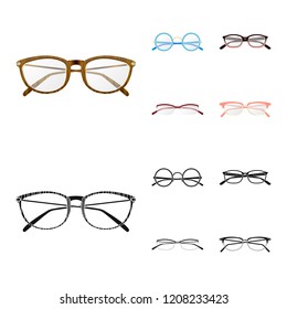 Isolated object of glasses and frame icon. Collection of glasses and accessory vector icon for stock.