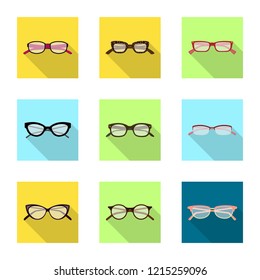 Isolated object of glasses and frame icon. Set of glasses and accessory stock symbol for web.