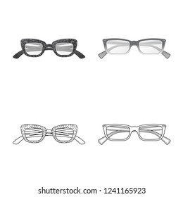 Isolated object of glasses and frame icon. Set of glasses and accessory vector icon for stock.