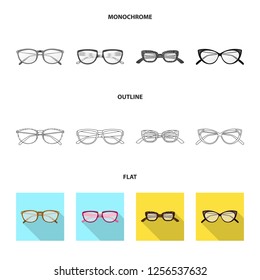 Isolated object of glasses and frame icon. Set of glasses and accessory vector icon for stock.