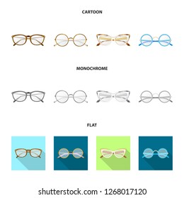 Isolated object of glasses and frame icon. Set of glasses and accessory stock symbol for web.