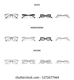 Isolated object of glasses and frame icon. Collection of glasses and accessory stock symbol for web.