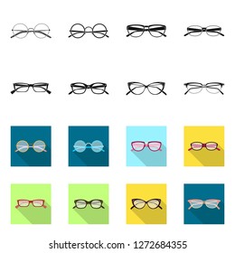 Isolated object of glasses and frame icon. Set of glasses and accessory vector icon for stock.