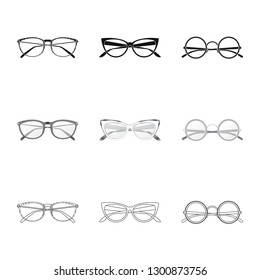 Isolated object of glasses and frame icon. Set of glasses and accessory stock symbol for web.