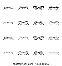 Isolated object of glasses and frame icon. Set of glasses and accessory stock vector illustration.