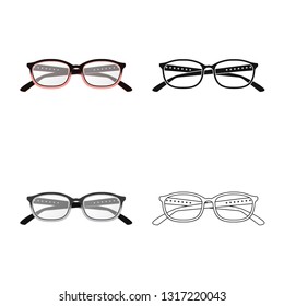 Isolated object of glasses and frame icon. Collection of glasses and accessory stock symbol for web.