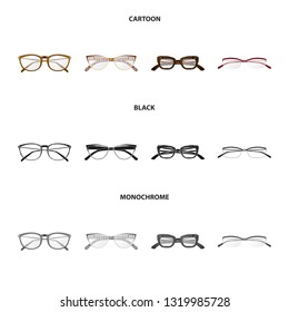 Isolated object of glasses and frame icon. Collection of glasses and accessory stock symbol for web.