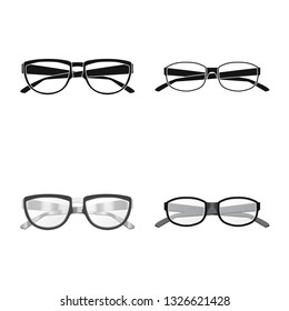 Isolated object of glasses and frame icon. Set of glasses and accessory vector icon for stock.