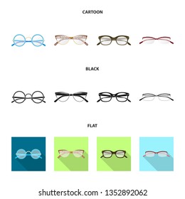 Isolated object of glasses and frame icon. Set of glasses and accessory stock vector illustration.