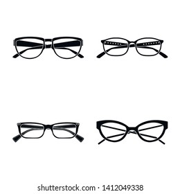 Isolated object of glasses and frame icon. Set of glasses and accessory stock symbol for web.