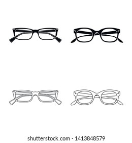 Isolated object of glasses and frame icon. Collection of glasses and accessory stock vector illustration.