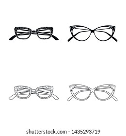 Isolated object of glasses and frame icon. Set of glasses and accessory vector icon for stock.