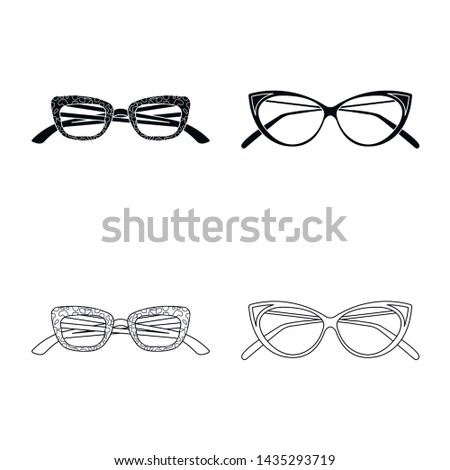 Isolated object of glasses and frame icon. Set of glasses and accessory vector icon for stock.