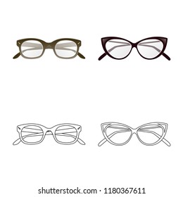 Isolated object of glasses and frame logo. Collection of glasses and accessory stock symbol for web.
