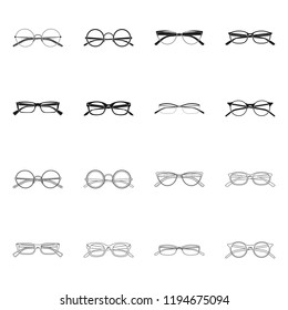 Isolated object of glasses and frame logo. Set of glasses and accessory stock symbol for web.