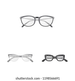 Isolated object of glasses and frame logo. Collection of glasses and accessory stock symbol for web.
