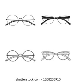 Isolated object of glasses and frame logo. Collection of glasses and accessory vector icon for stock.