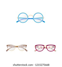 Isolated object of glasses and frame logo. Set of glasses and accessory stock symbol for web.