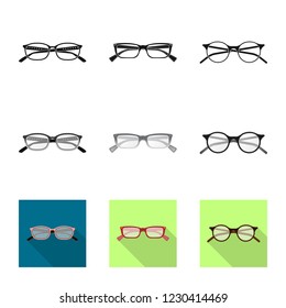 Isolated object of glasses and frame logo. Collection of glasses and accessory vector icon for stock.