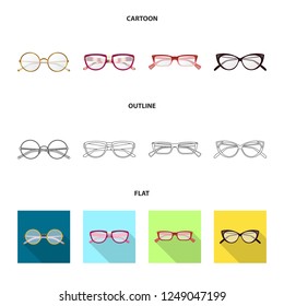 Isolated object of glasses and frame logo. Collection of glasses and accessory vector icon for stock.