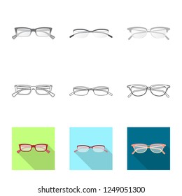 Isolated object of glasses and frame logo. Collection of glasses and accessory vector icon for stock.
