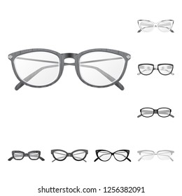 Isolated object of glasses and frame logo. Collection of glasses and accessory vector icon for stock.