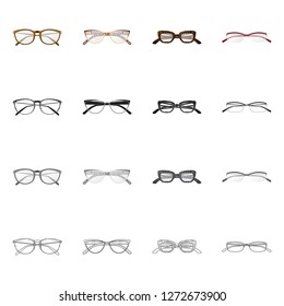 Isolated object of glasses and frame logo. Collection of glasses and accessory stock symbol for web.