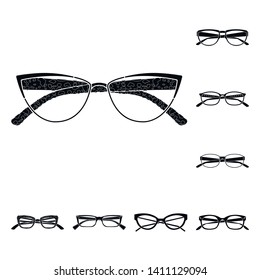 Isolated object of glasses and frame logo. Set of glasses and accessory stock symbol for web.