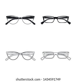 Isolated object of glasses and frame logo. Collection of glasses and accessory stock symbol for web.