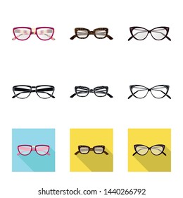 Isolated object of glasses and frame logo. Collection of glasses and accessory stock symbol for web.
