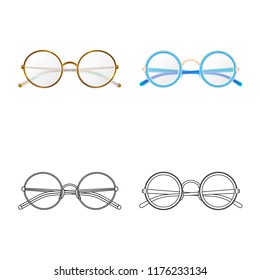 Isolated object of glasses and frame sign. Set of glasses and accessory stock symbol for web.