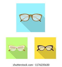 Isolated object of glasses and frame sign. Collection of glasses and accessory stock vector illustration.