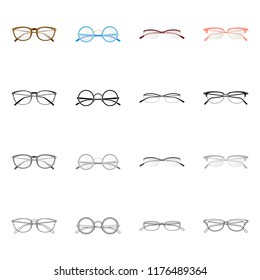 Isolated object of glasses and frame sign. Collection of glasses and accessory stock symbol for web.