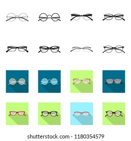 Isolated object of glasses and frame sign. Set of glasses and accessory stock symbol for web.