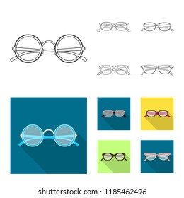 Isolated object of glasses and frame sign. Collection of glasses and accessory stock vector illustration.