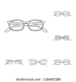 Isolated object of glasses and frame sign. Collection of glasses and accessory stock vector illustration.