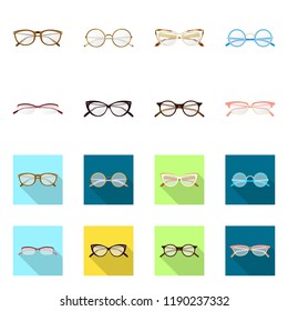Isolated object of glasses and frame sign. Set of glasses and accessory vector icon for stock.