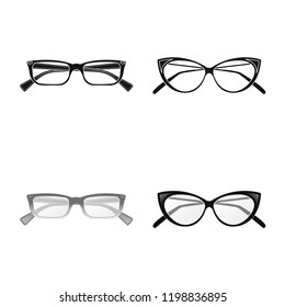 Isolated object of glasses and frame sign. Set of glasses and accessory vector icon for stock.