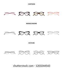Isolated object of glasses and frame sign. Set of glasses and accessory stock vector illustration.