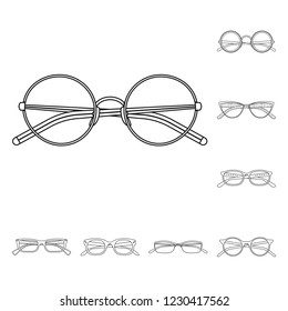 Isolated object of glasses and frame sign. Collection of glasses and accessory stock vector illustration.