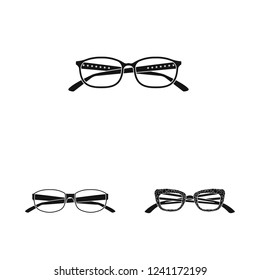 Isolated object of glasses and frame sign. Set of glasses and accessory stock vector illustration.