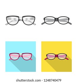 Isolated object of glasses and frame sign. Collection of glasses and accessory stock vector illustration.