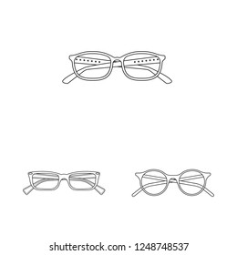 Isolated object of glasses and frame sign. Set of glasses and accessory stock vector illustration.