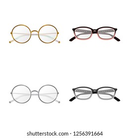 Isolated object of glasses and frame sign. Set of glasses and accessory stock vector illustration.