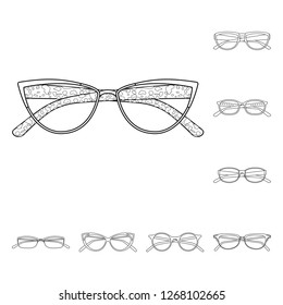 Isolated object of glasses and frame sign. Collection of glasses and accessory stock vector illustration.