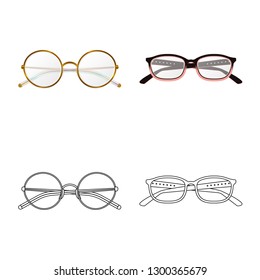 Isolated object of glasses and frame sign. Collection of glasses and accessory stock symbol for web.