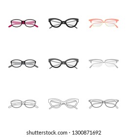 Isolated object of glasses and frame sign. Set of glasses and accessory stock symbol for web.