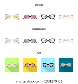 Isolated object of glasses and frame sign. Set of glasses and accessory stock vector illustration.